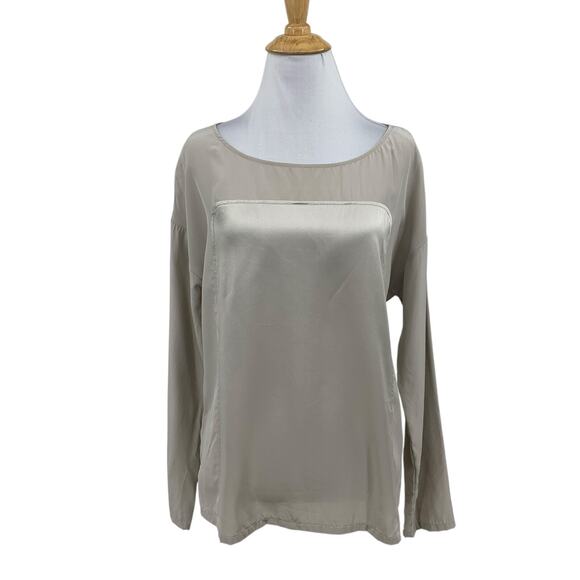 Tommy Bahama Tops - Tommy Bahama Blouse Women S Small Doeskin Silk Long Sleeve Boat Neck Mixed Media